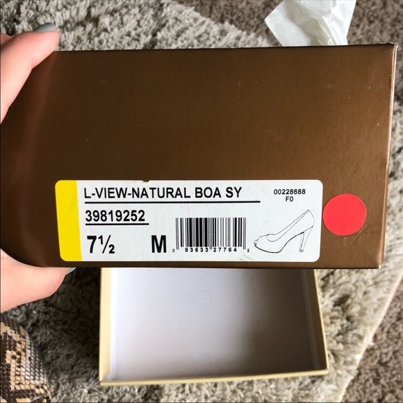 Franco Sarto Snakeskin Boa Open Toe Pump Heels - Picture 6 of 7